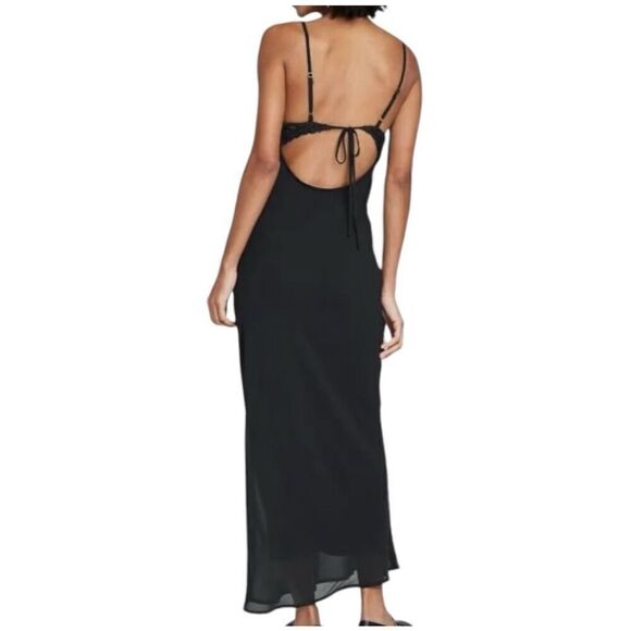 NEW Wild Fable Sleeveless Rosette Cup Black Maxi Dress XXS - Picture 3 of 11